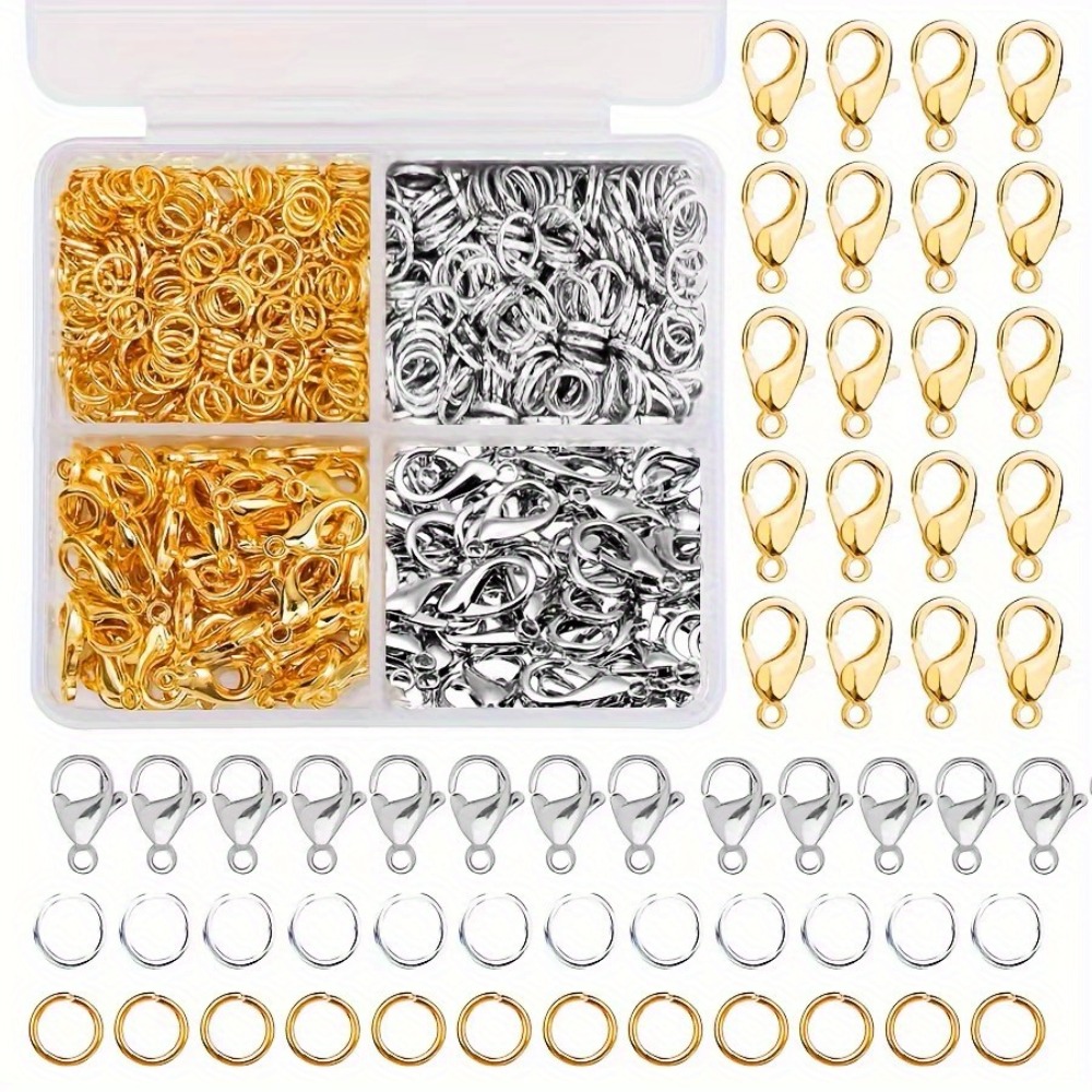 Lobster Clasp Silver - Set combinato da 350/500 pezzi di