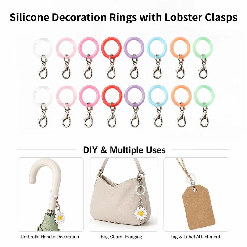 5/10 Pezzi Anelli in Silicone  - Lobster Clasp Silver recensione e prezzo